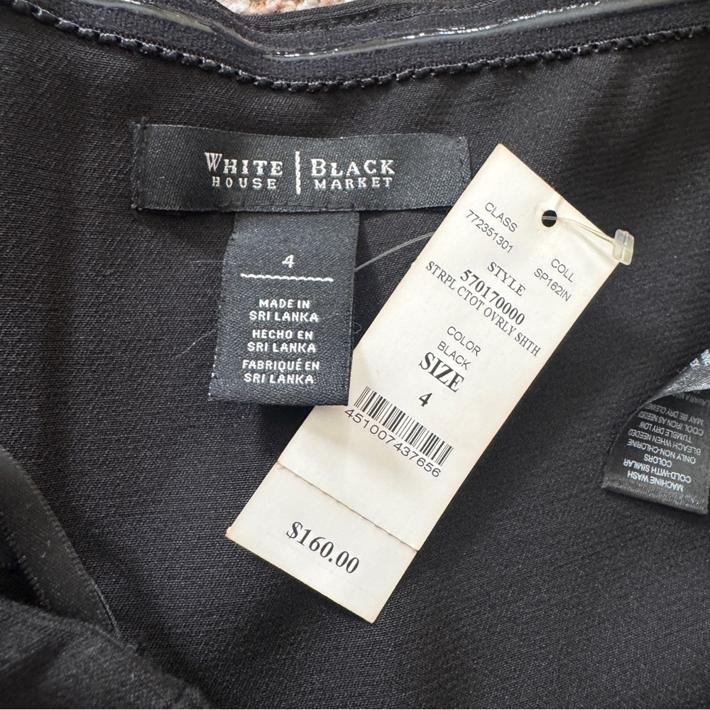 White House Black Market Strapless Black Sheath Dress 4 Asymmetrical Hem NWT - Picture 7 of 14